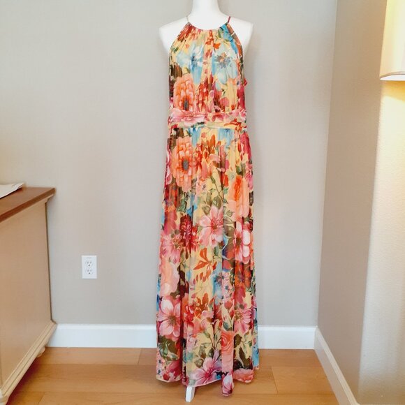 Floral Halter Maxi Dress - Picture 2 of 14
